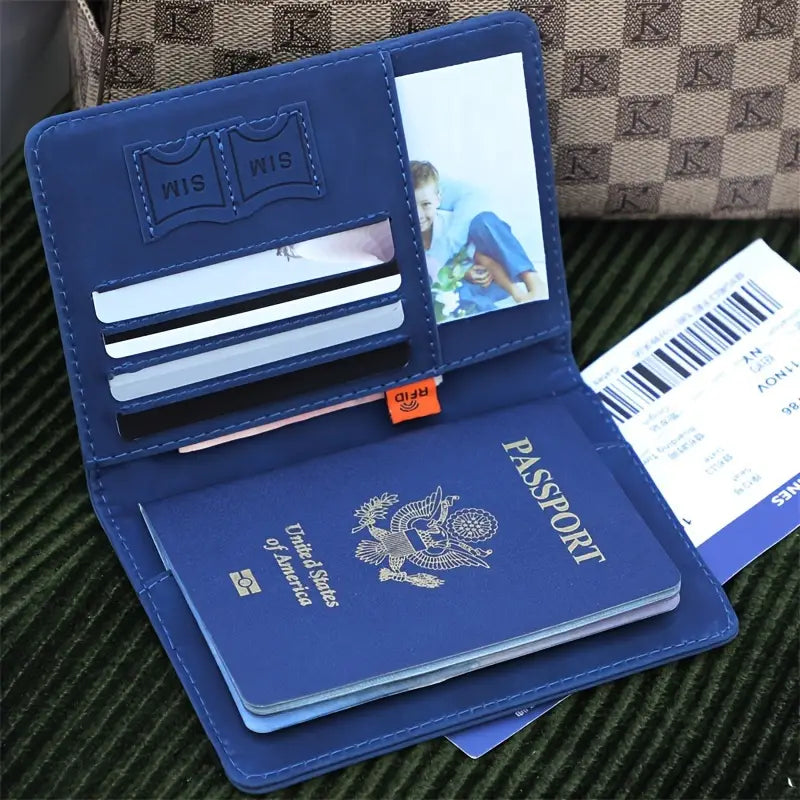 Passport Holder Travel Essentials, Passport Wallet RFID Blocking for Men Women, Multifunction Travel Document Holder, PU Leather Card Case Cover with Elastic Band Closure
