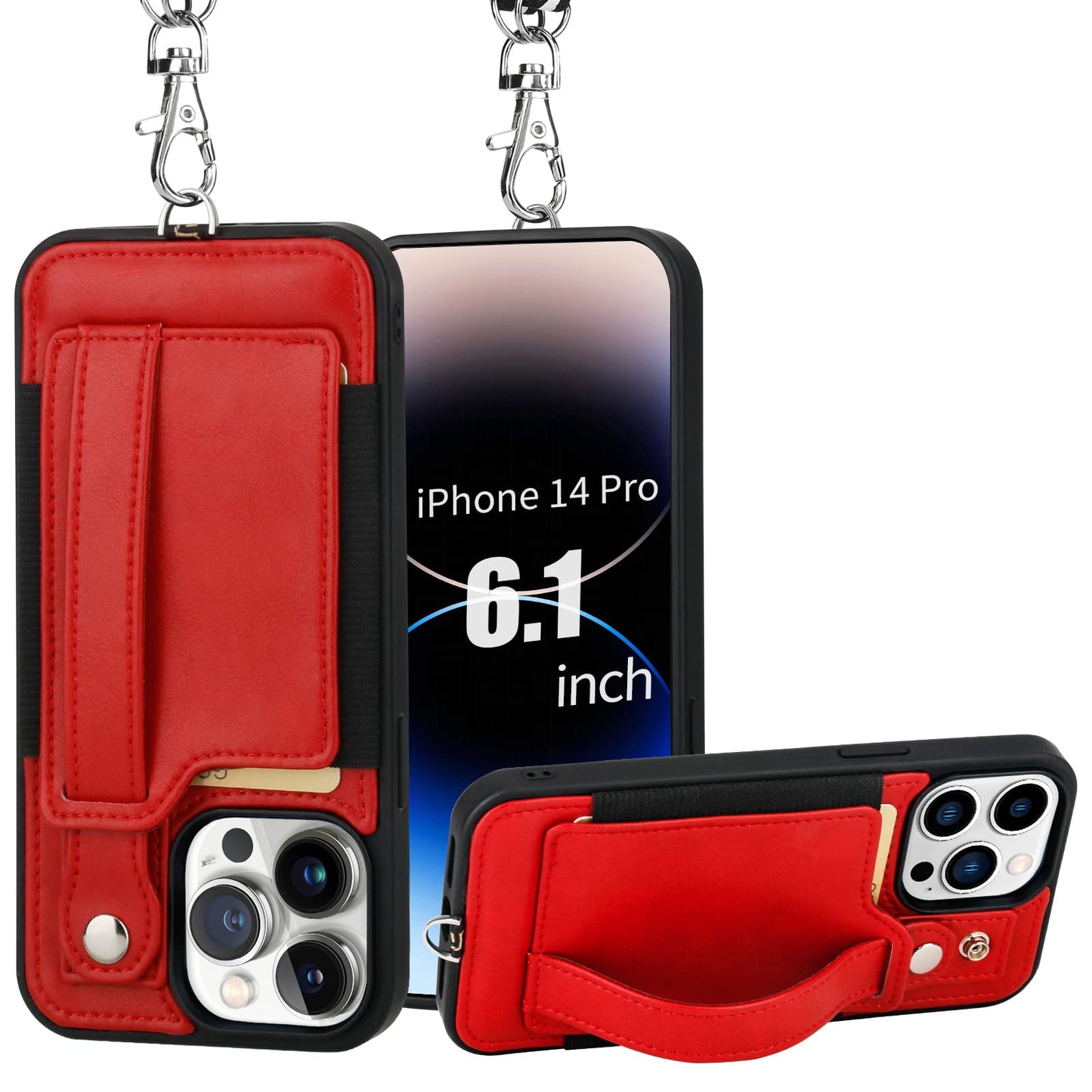 TOOVREN for iPhone 14 Pro Max Wallet Case iPhone 14 Pro Max Case with Card Holder Phone Lanyard PU Leather iPhone 14 Pro Max Case with Stand iPhone 14 Pro Max Case for Women & Men