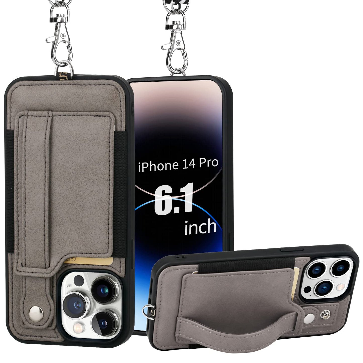 TOOVREN for iPhone 14 Pro Max Wallet Case iPhone 14 Pro Max Case with Card Holder Phone Lanyard PU Leather iPhone 14 Pro Max Case with Stand iPhone 14 Pro Max Case for Women & Men