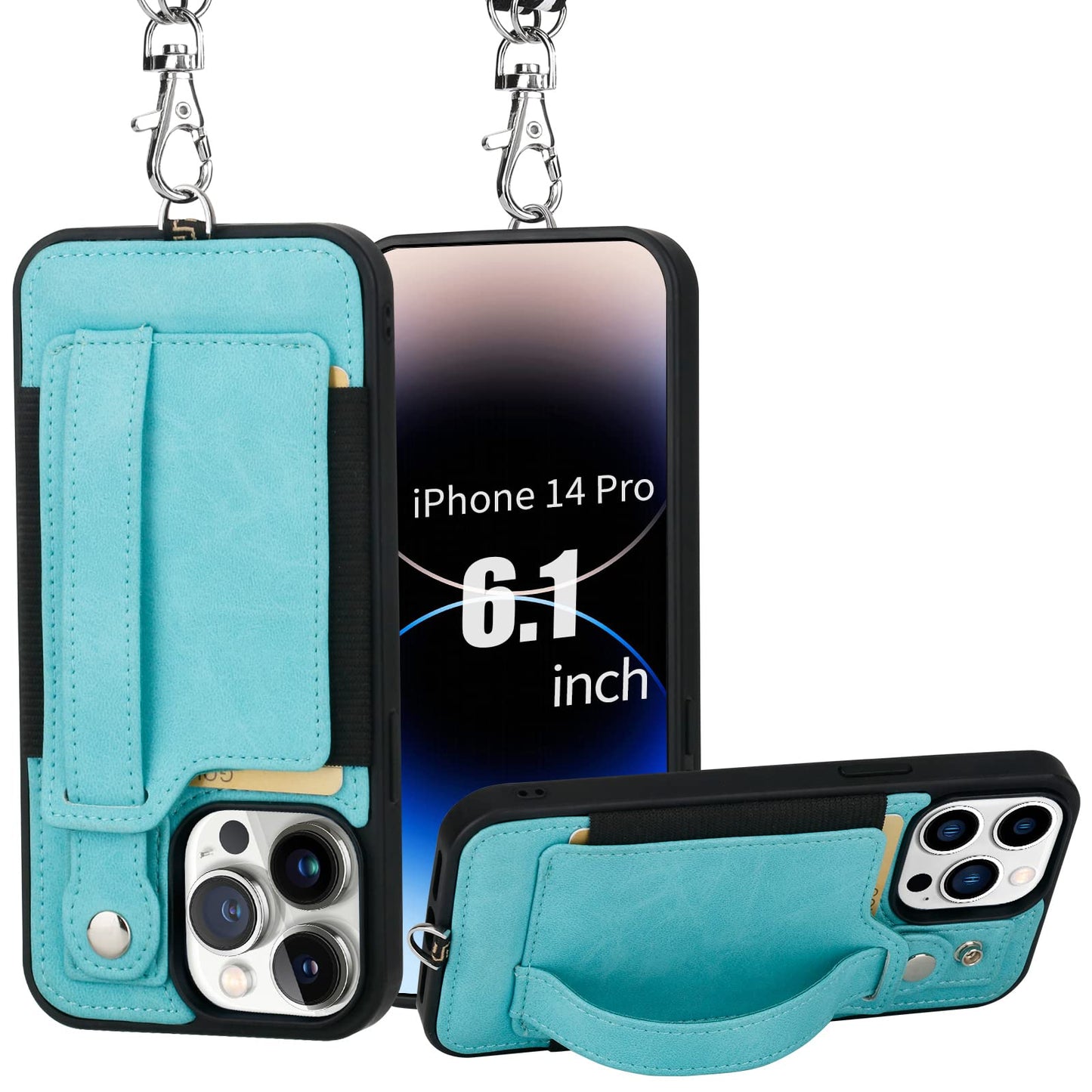 TOOVREN for iPhone 14 Pro Max Wallet Case iPhone 14 Pro Max Case with Card Holder Phone Lanyard PU Leather iPhone 14 Pro Max Case with Stand iPhone 14 Pro Max Case for Women & Men