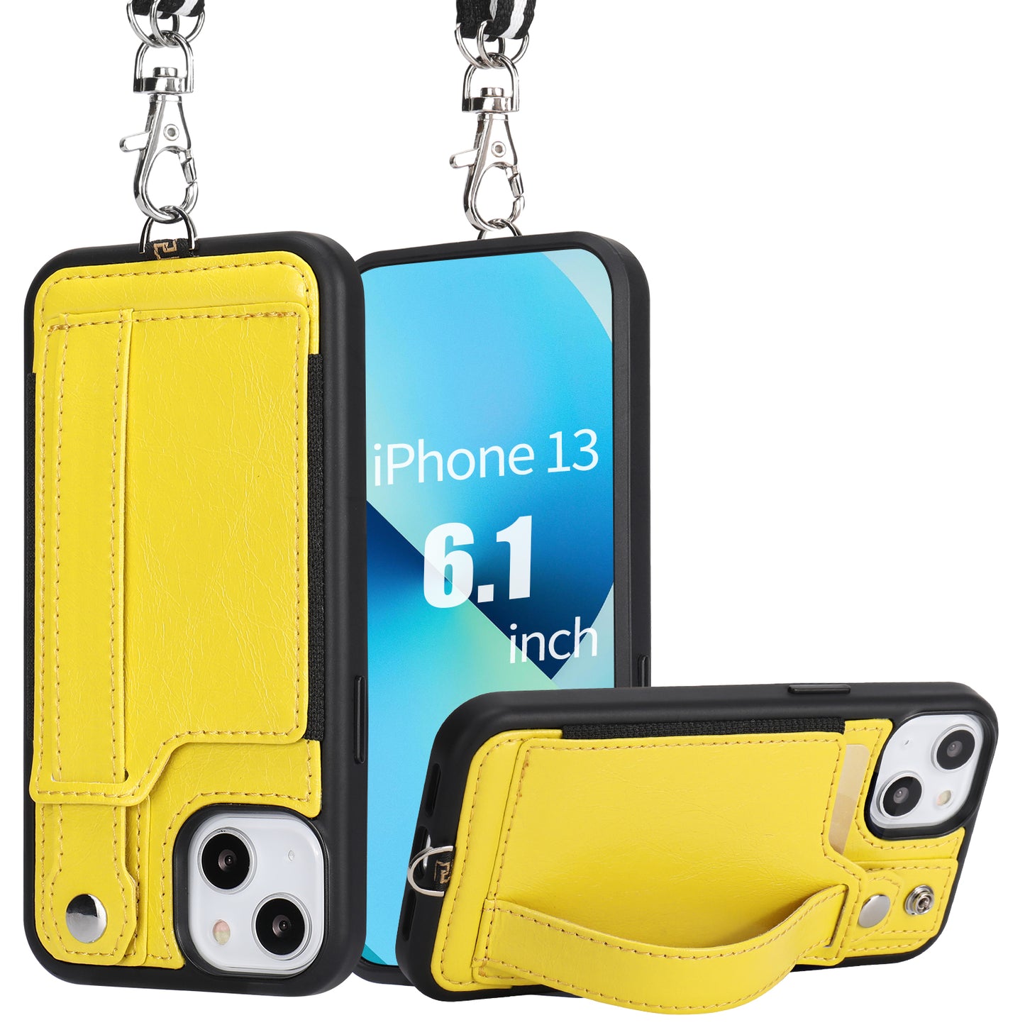 TOOVREN iPhone 13 Pro Max Case Wallet, Compatible with iPhone 13 Pro Max Case with Card Holder Kickstand Adjustable Detachable Necklace, iPhone Lanyard for iPhone 13 Pro Max 2021