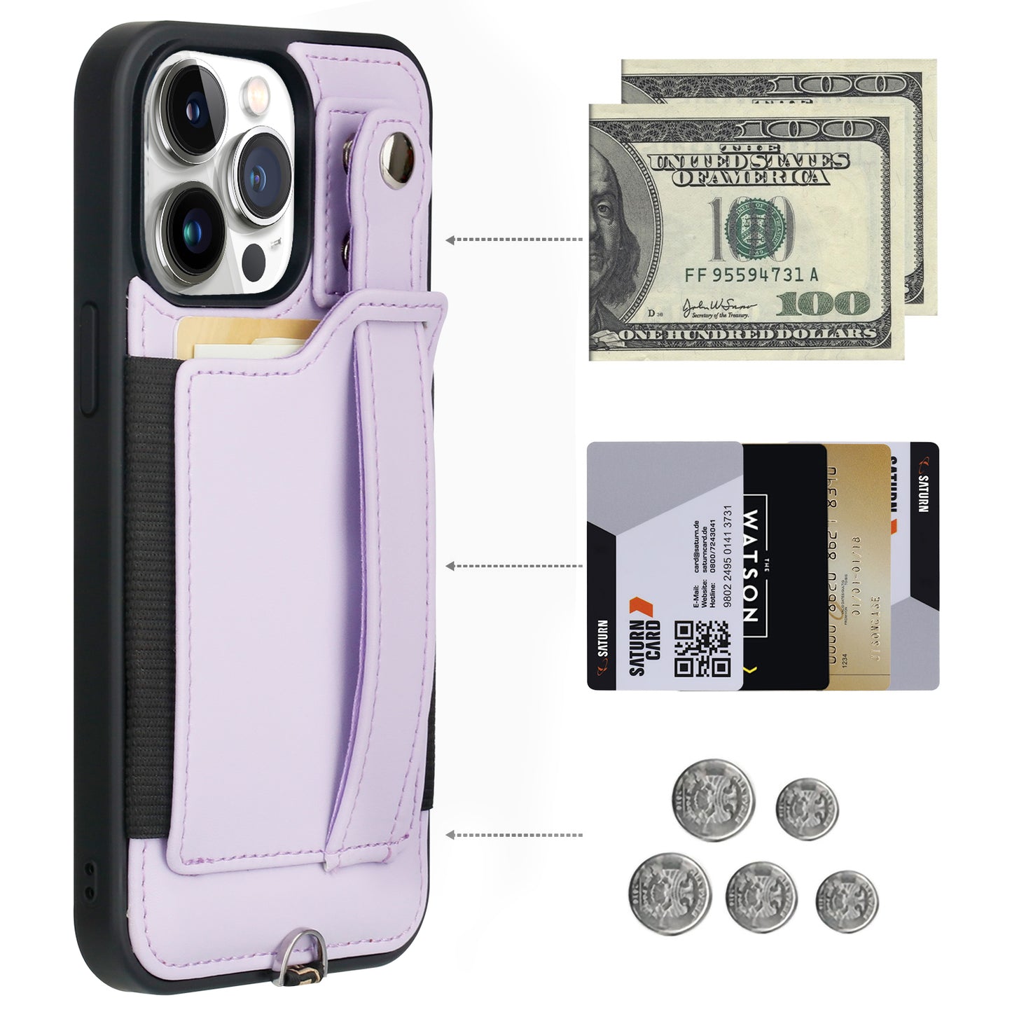 TOOVREN for iPhone 14 Pro Max Wallet Case iPhone 14 Pro Max Case with Card Holder Phone Lanyard PU Leather iPhone 14 Pro Max Case with Stand iPhone 14 Pro Max Case for Women & Men