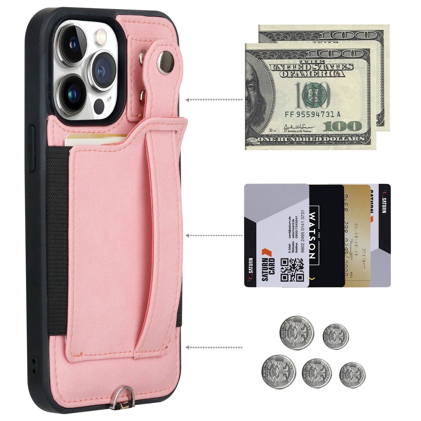 TOOVREN iPhone 11 Pro Max Wallet Case, iPhone 11 Pro Max Case with Card Holder Leather PU 11 Pro Max Case with Stand Adjustable Detachable iPhone Lanyard Strap for iPhone 11 Pro Max
