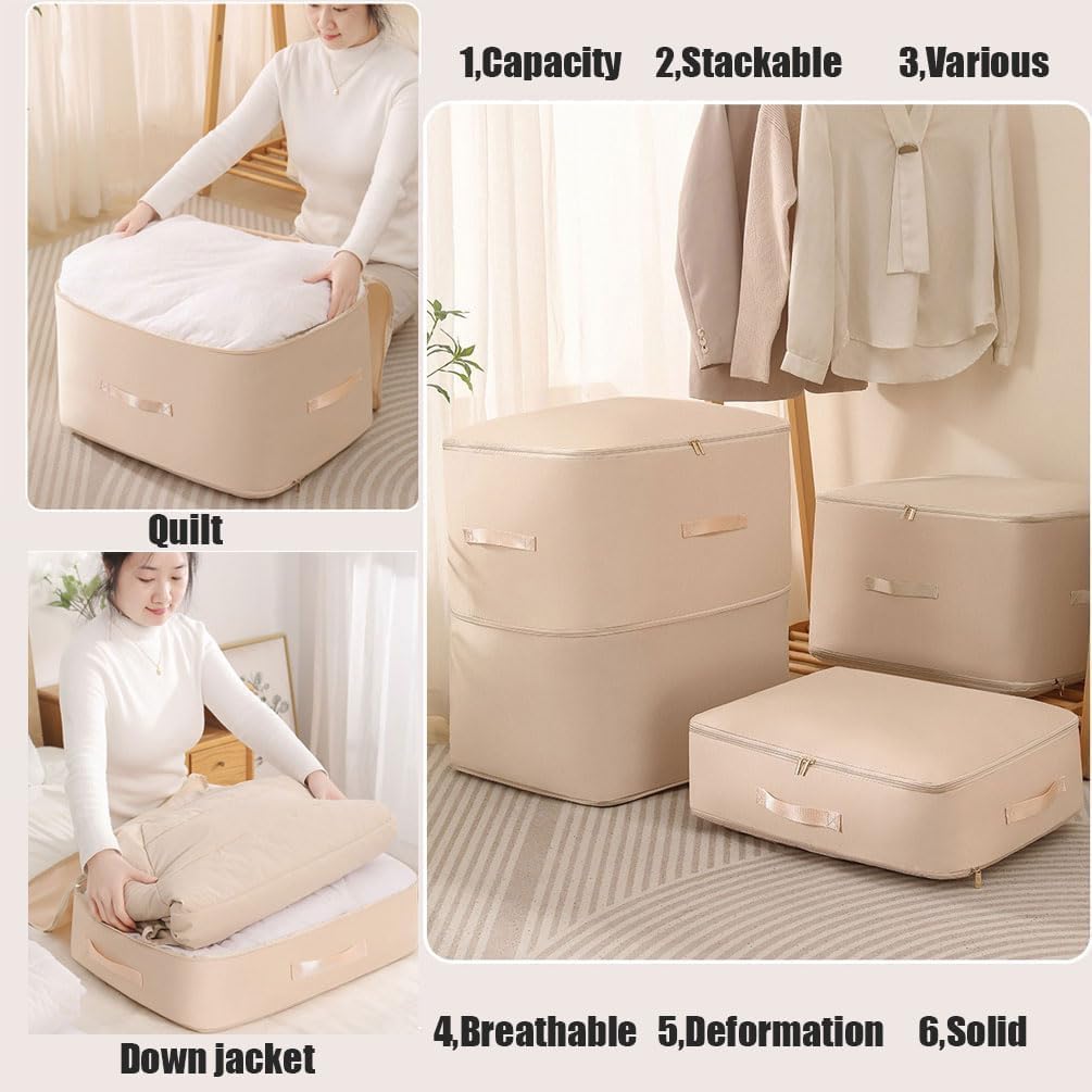 TOOVREN Ultra Space Saving Self Compression Organizer, Heavy Duty Moving Bags, Self Compression Bags for Comforters, Clothes, Blankets, 52 * 42 * 60cm)