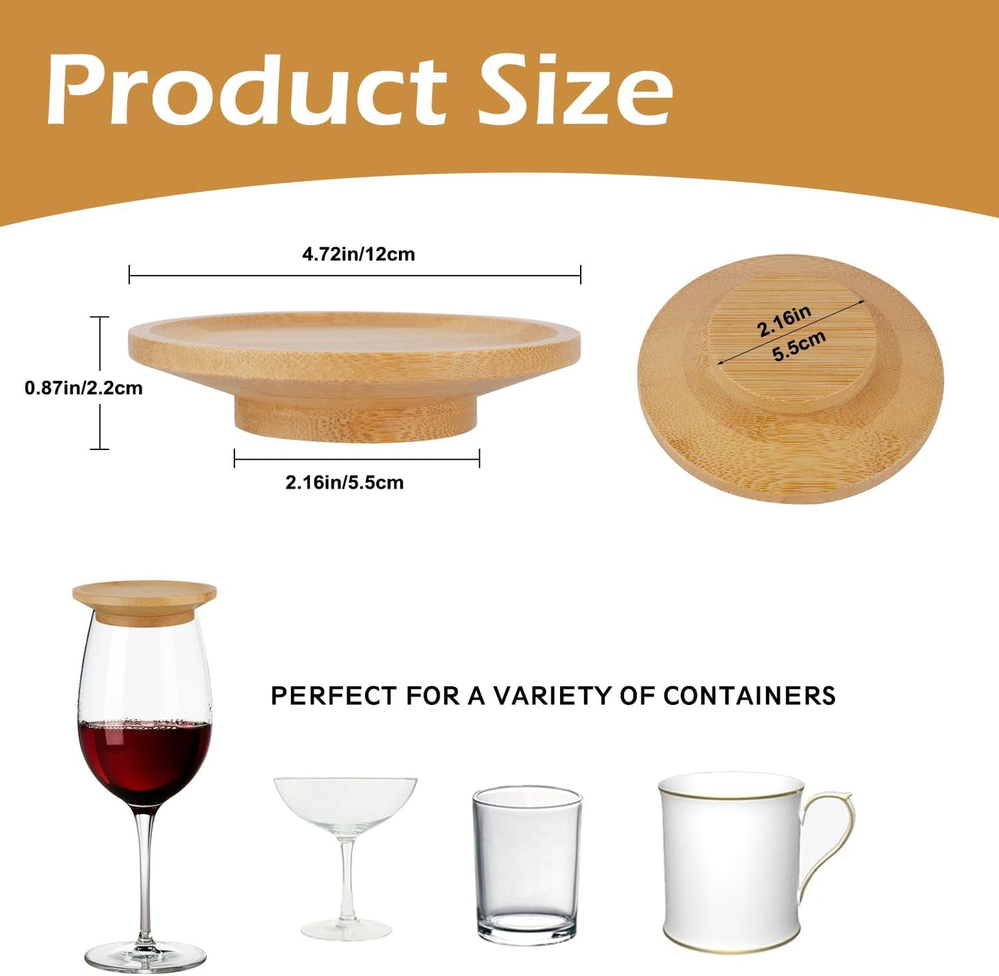 6/8/10 Pack Wine Glass Charcuterie Topper,Bamboo Wine Glass Topper Charcuterie Plate Board Coasters Wine Glass Covers to Keep Bugs out Drink Lid Accessories for Party Bars Gatherings, Housewarming Gifts