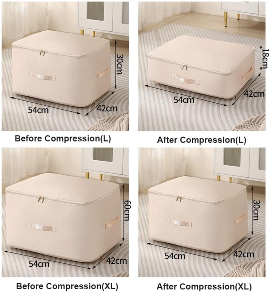 TOOVREN Ultra Space Saving Self Compression Organizer, Heavy Duty Moving Bags, Self Compression Bags for Comforters, Clothes, Blankets, 52 * 42 * 60cm)