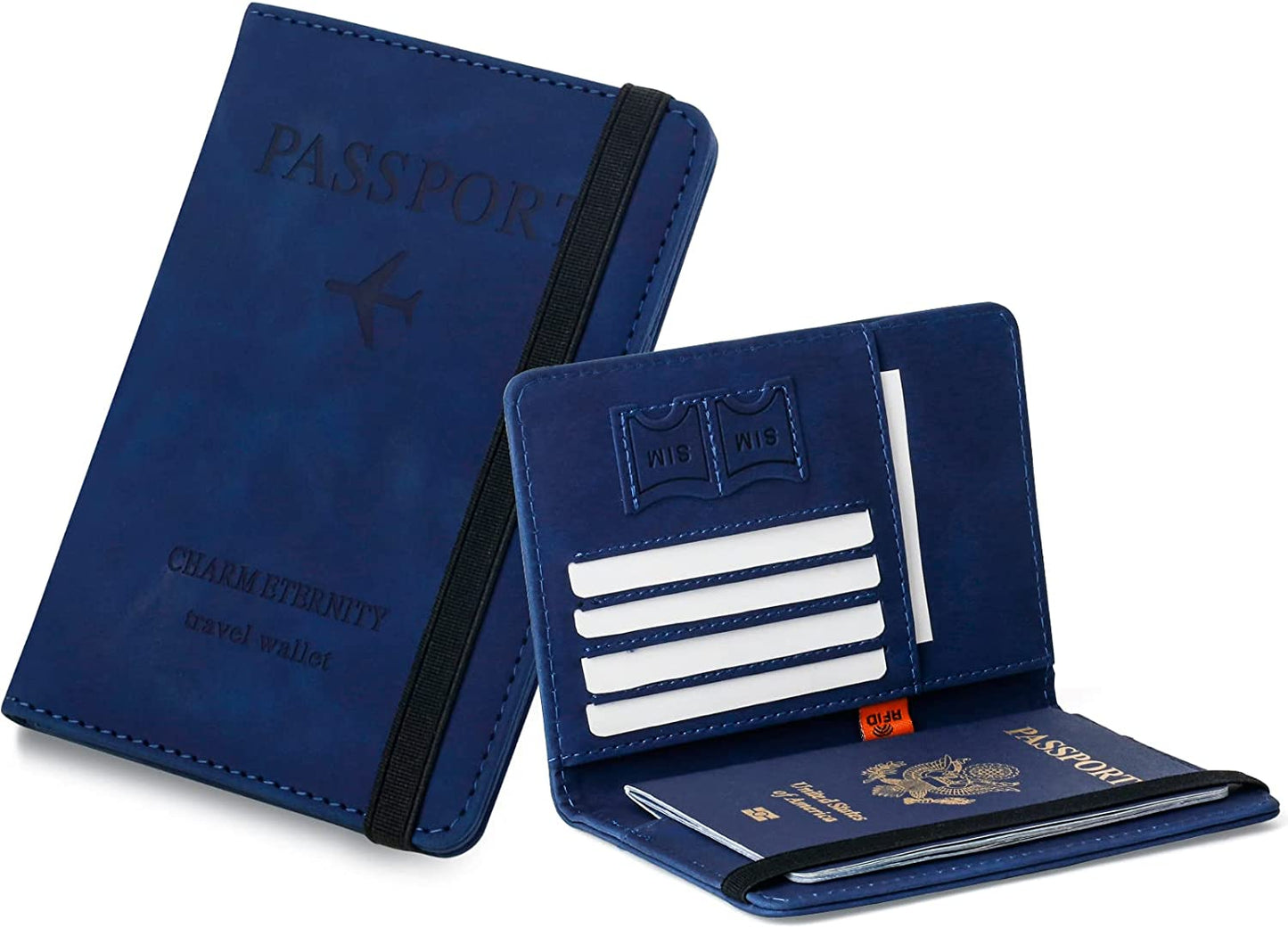 Passport Holder Travel Essentials, Passport Wallet RFID Blocking for Men Women, Multifunction Travel Document Holder, PU Leather Card Case Cover with Elastic Band Closure