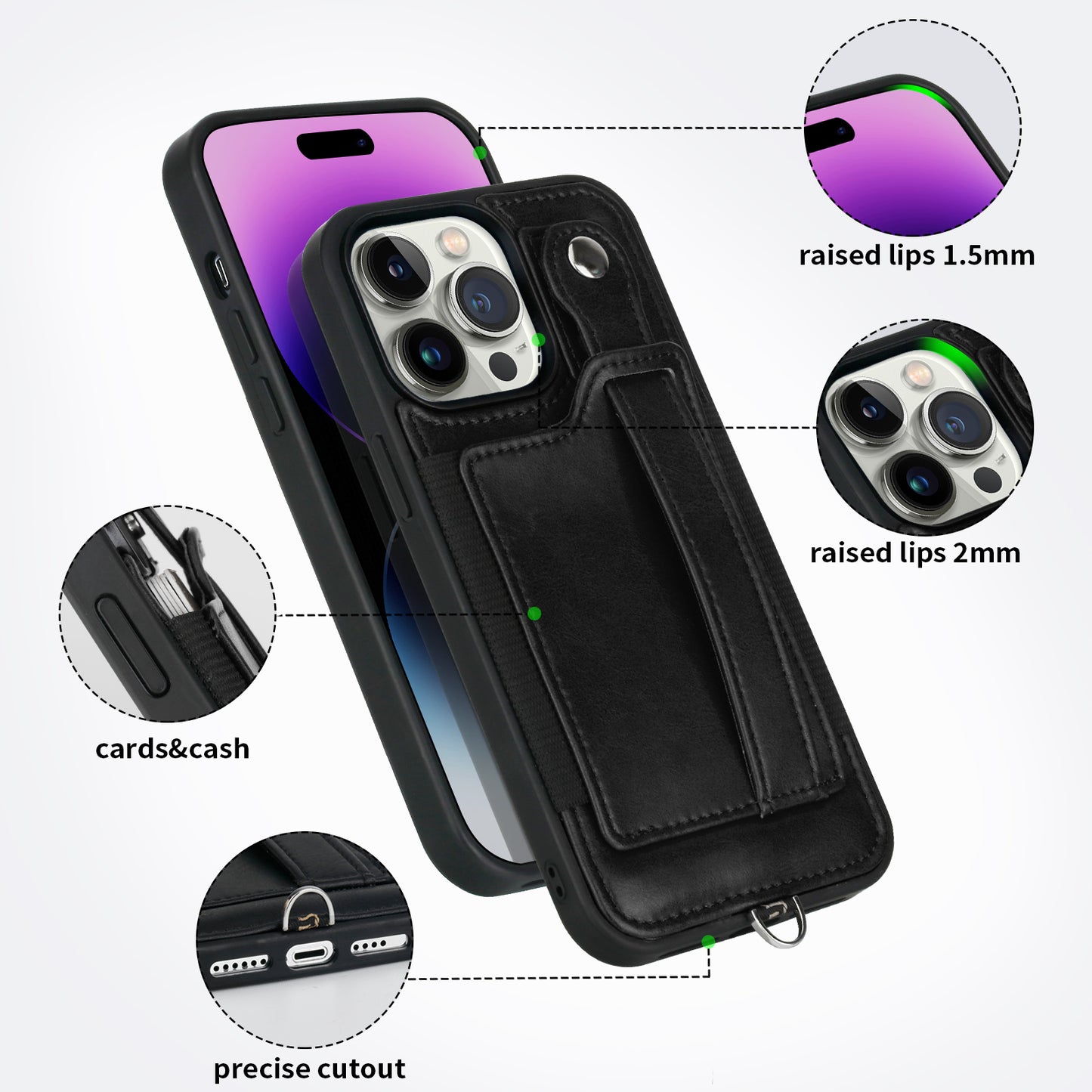 TOOVREN iPhone 13 Pro Max Case Wallet, Compatible with iPhone 13 Pro Max Case with Card Holder Kickstand Adjustable Detachable Necklace, iPhone Lanyard for iPhone 13 Pro Max 2021