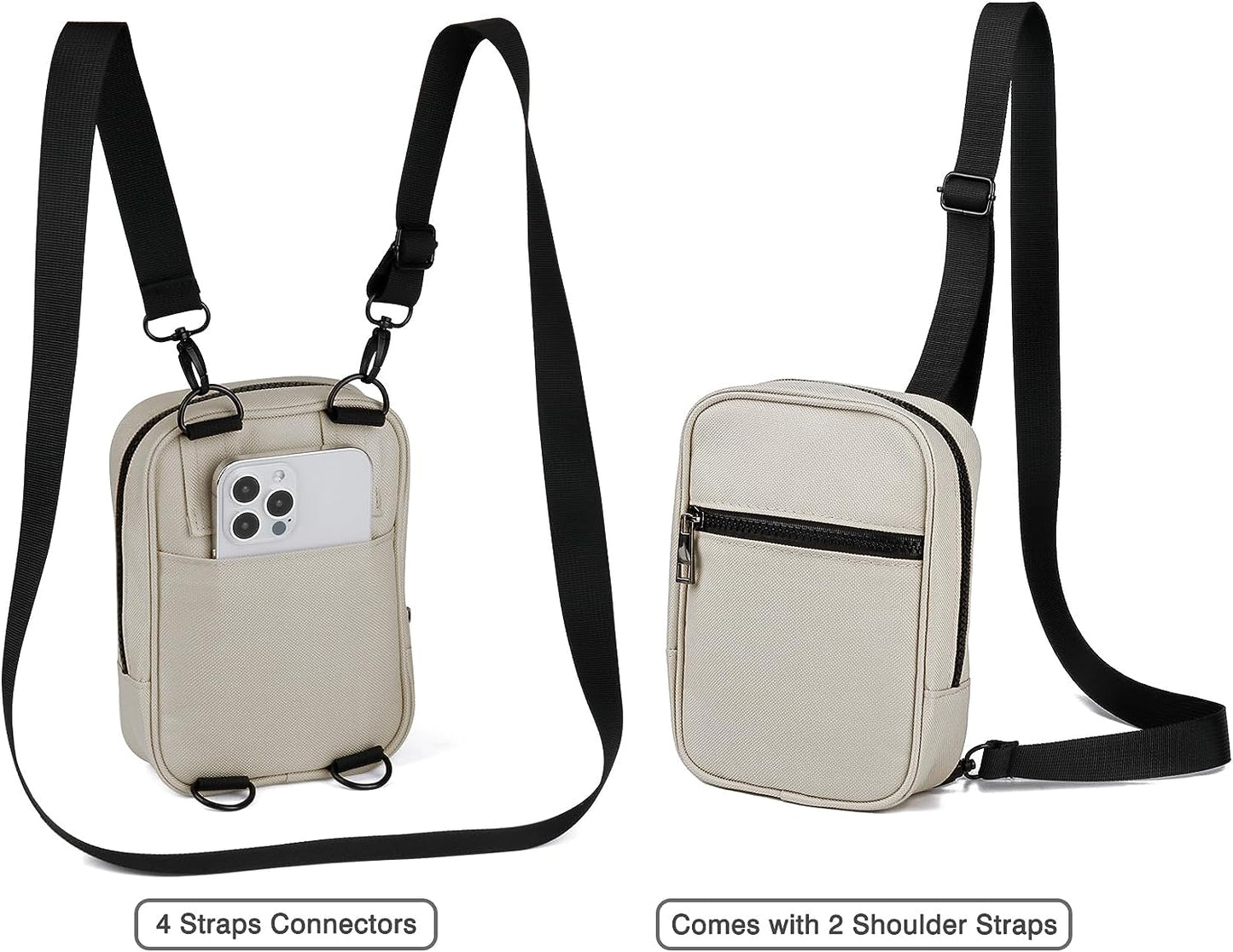 TOOVREN Crossbody Bag Sling Bag Purse Belt Bags Fanny Pack for Women Men Multi Position Waist Back Packs Cross body Bag with Adjustable Strap for Travel Outdoor Sports Everywhere White