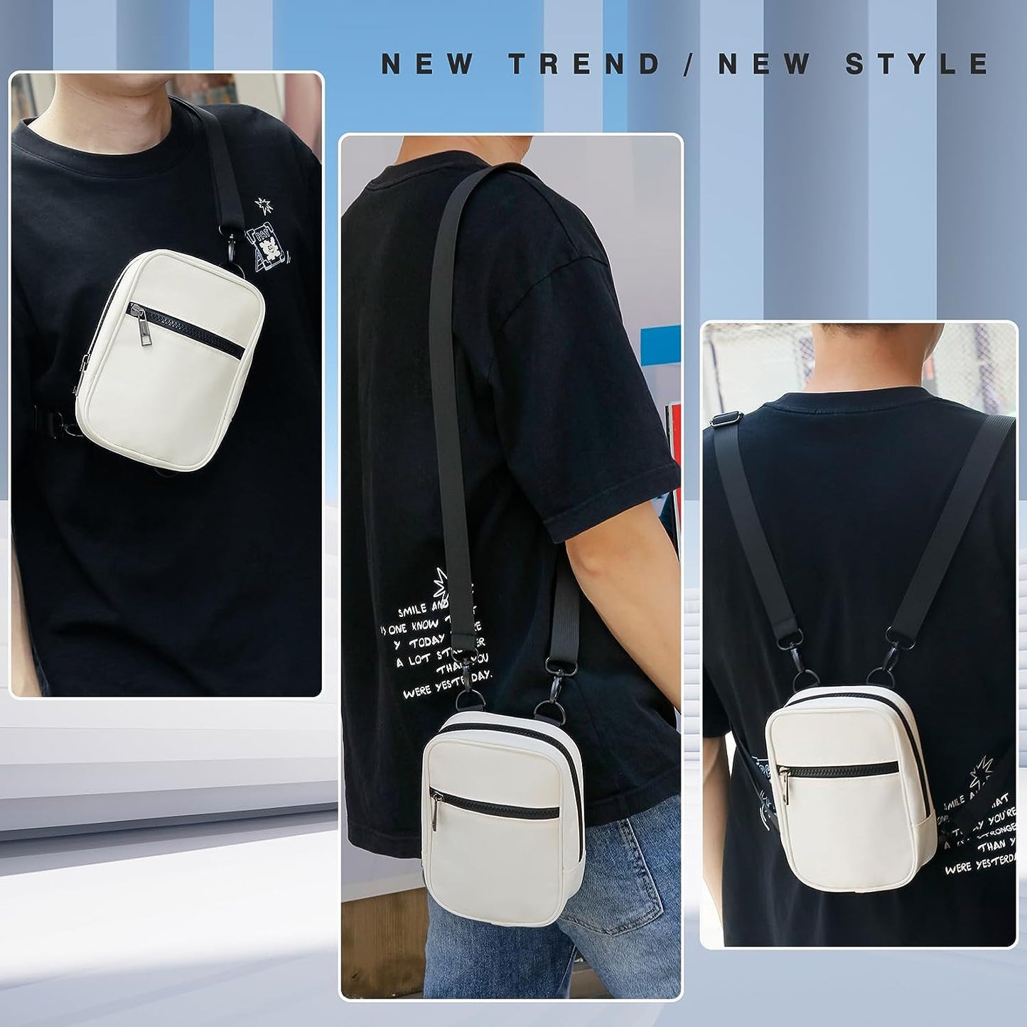 TOOVREN Crossbody Bag Sling Bag Purse Belt Bags Fanny Pack for Women Men Multi Position Waist Back Packs Cross body Bag with Adjustable Strap for Travel Outdoor Sports Everywhere White