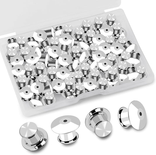 TOOVREN 30 Pieces Pin Backs, Locking Pin Backs for Enamel Pins, Metal Pin Backs Locking Pin Keepers Locking Clasp with Storage Case