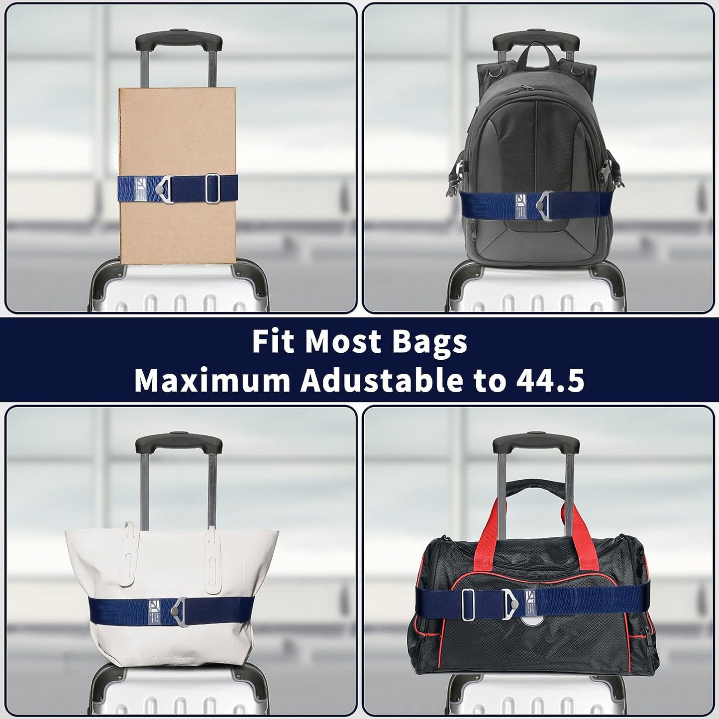 TOOVREN 2-in-1 Travel Belt for Luggage Straps Add a Bag Bungees Luggage Strap Over Handle Suitcases Belt for Carry On Bag Elastic Belt Adjustable Suitcase Strap Airport Travel Accessories Blue