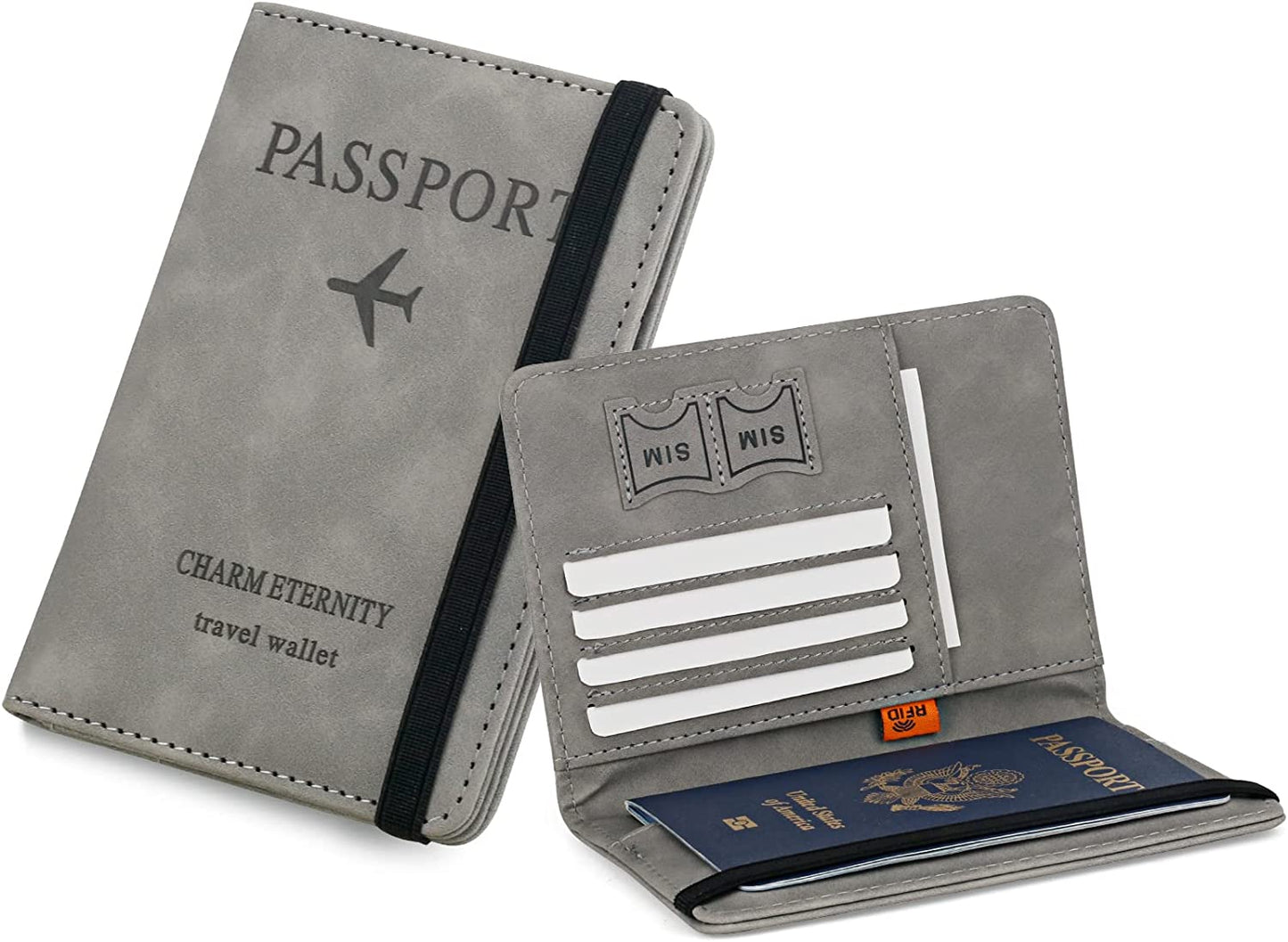 Passport Holder Travel Essentials, Passport Wallet RFID Blocking for Men Women, Multifunction Travel Document Holder, PU Leather Card Case Cover with Elastic Band Closure