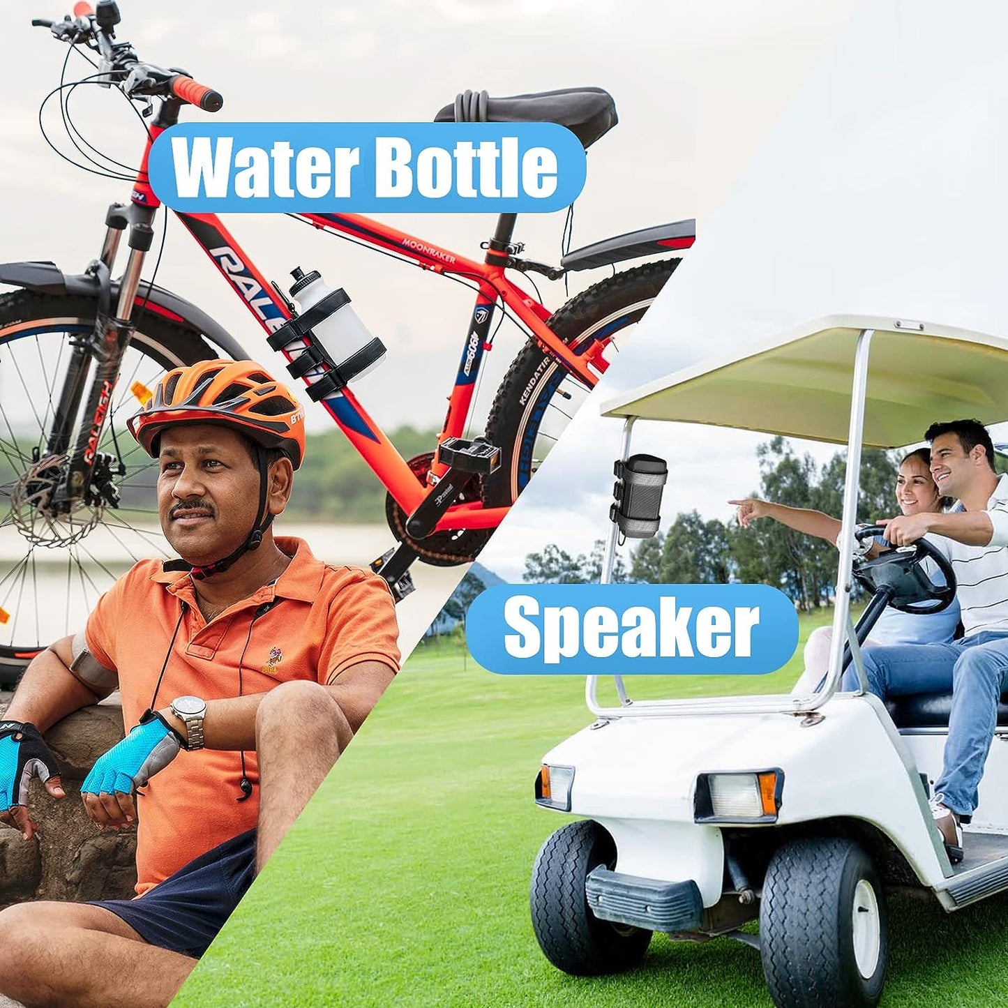 TOOVREN Golf Cart Accessories, Speaker Mount for Golf Cart Bike, Universal Bike Accessories Water Bottle Holder for Bike, Speaker/Bottle Holder Strap Compatible with Golf Cart, Bike, Bicycle, Boat,UTV