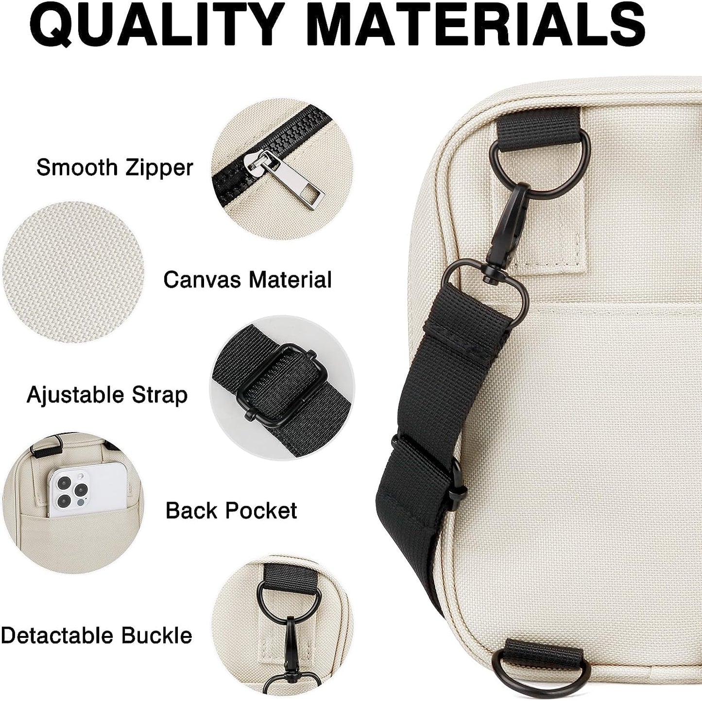 TOOVREN Crossbody Bag Sling Bag Purse Belt Bags Fanny Pack for Women Men Multi Position Waist Back Packs Cross body Bag with Adjustable Strap for Travel Outdoor Sports Everywhere White