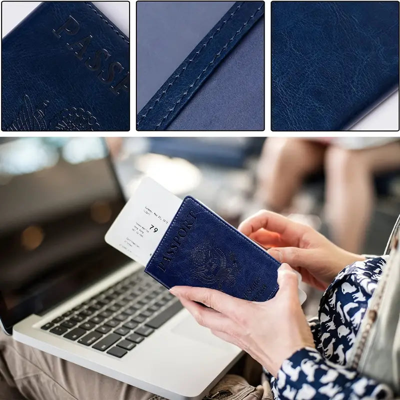 TOOVREN 2 Pack Passport and Vaccine Card Holder Combo Leather Passport Holder with Vaccine Card Slot Passport Cover, Slim Travel Accessories Passport Wallet Travel Wallet Passport Holder Women & Men