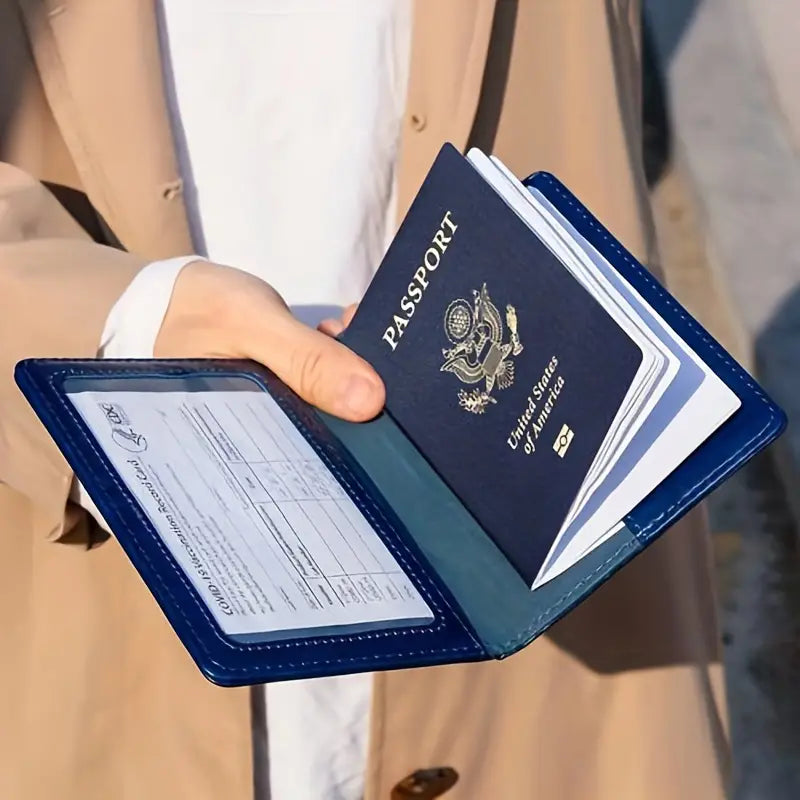 TOOVREN 2 Pack Passport and Vaccine Card Holder Combo Leather Passport Holder with Vaccine Card Slot Passport Cover, Slim Travel Accessories Passport Wallet Travel Wallet Passport Holder Women & Men