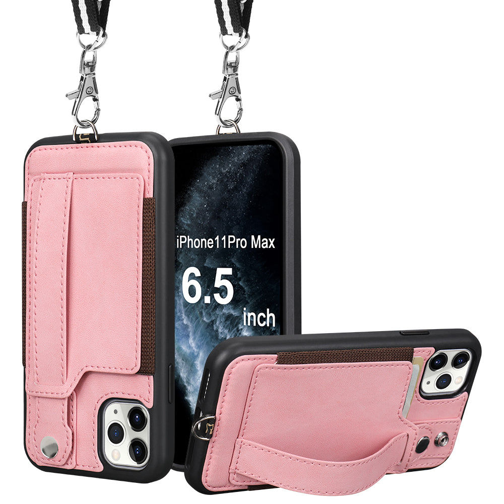 TOOVREN iPhone 11 Pro Max Wallet Case, iPhone 11 Pro Max Case with Card Holder Leather PU 11 Pro Max Case with Stand Adjustable Detachable iPhone Lanyard Strap for iPhone 11 Pro Max