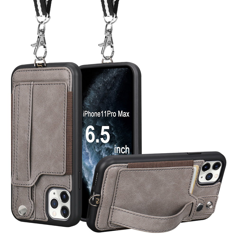 TOOVREN iPhone 11 Pro Max Wallet Case, iPhone 11 Pro Max Case with Card Holder Leather PU 11 Pro Max Case with Stand Adjustable Detachable iPhone Lanyard Strap for iPhone 11 Pro Max