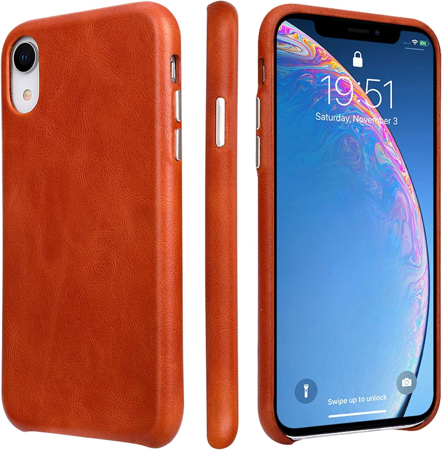 TOOVREN iPhone X Case, iPhone Xs/10 Case Genuine Leather Cover Case Protective Ultra Thin Anti-Slip Vintage Shell Hard Back Cover for Apple iPhone X/Xs 5.8'' (2018) Brown