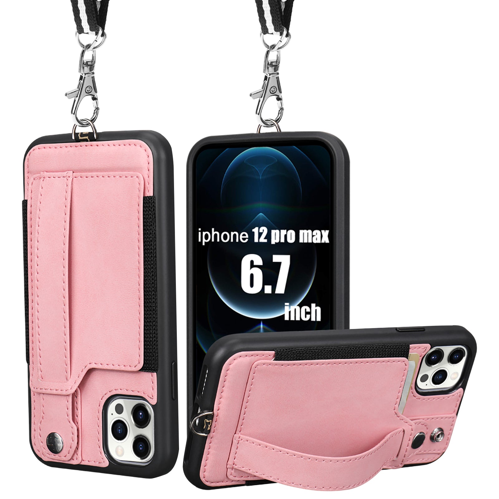 TOOVREN iPhone 12 Pro Max Case Wallet iPhone 12 Pro Max Lanyard