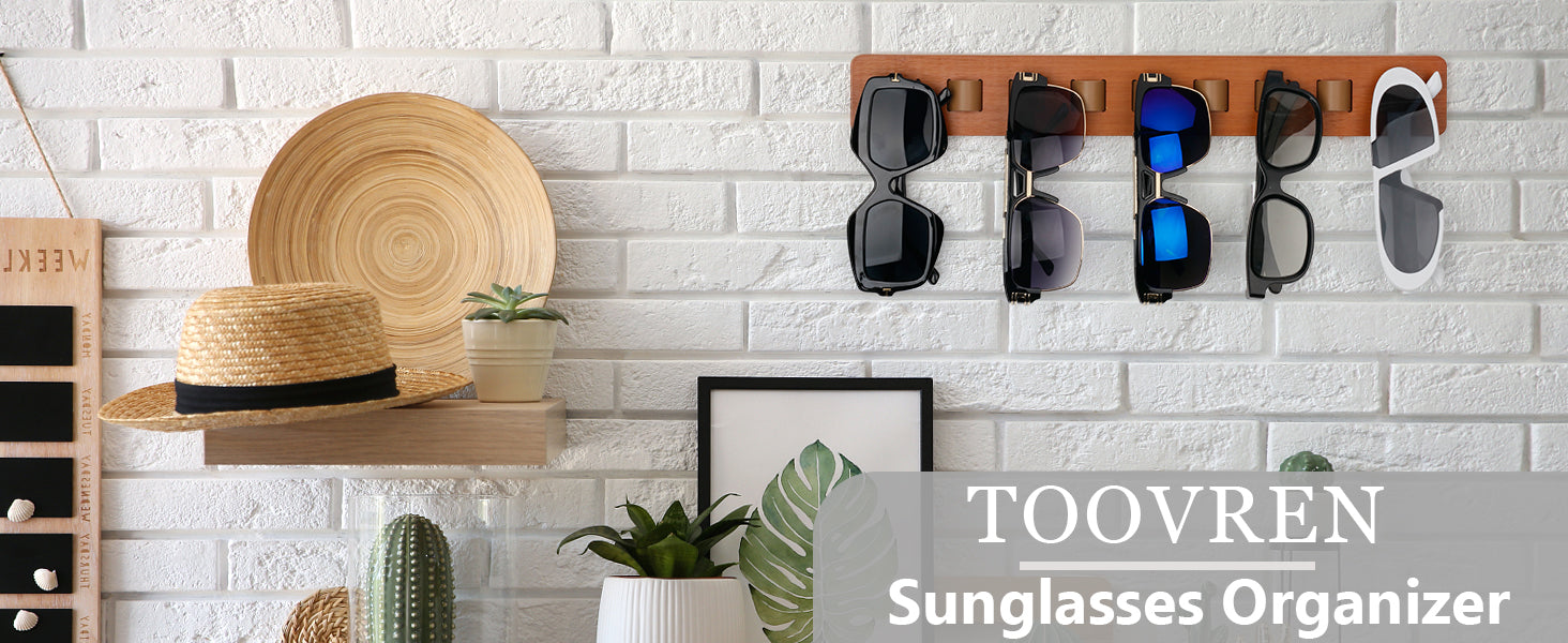 TOOVREN Sunglass Organizer, Wall Mounted Glasses Holder, Wood Sunglass –  toovren