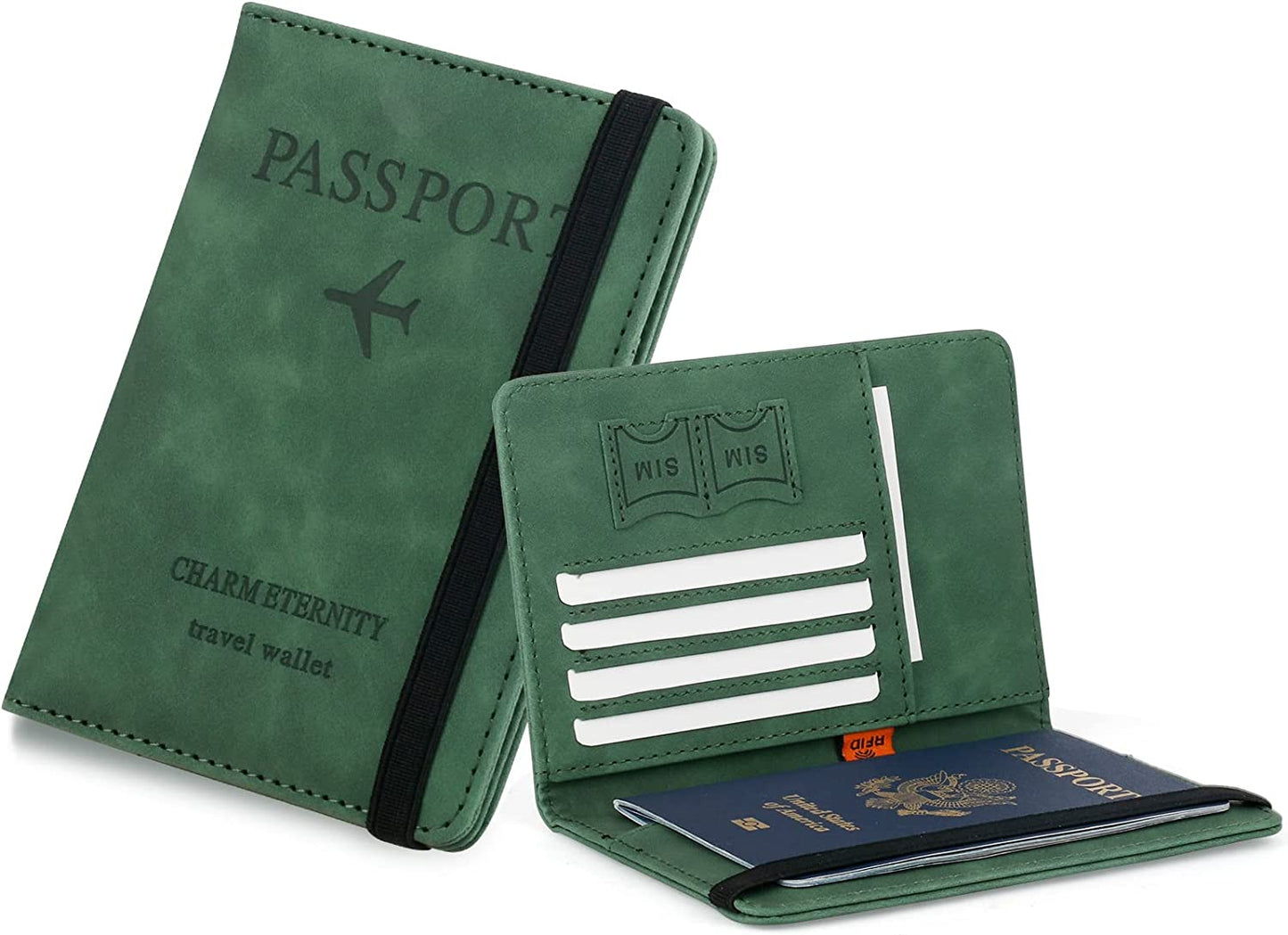 Passport Holder Travel Essentials, Passport Wallet RFID Blocking for Men Women, Multifunction Travel Document Holder, PU Leather Card Case Cover with Elastic Band Closure