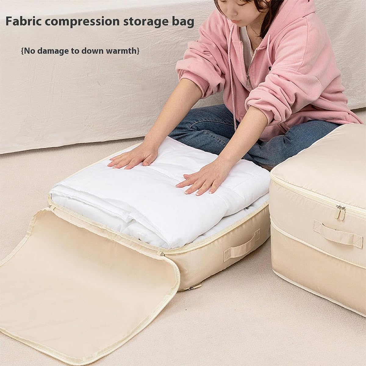 TOOVREN Ultra Space Saving Self Compression Organizer, Heavy Duty Moving Bags, Self Compression Bags for Comforters, Clothes, Blankets, 52 * 42 * 60cm)