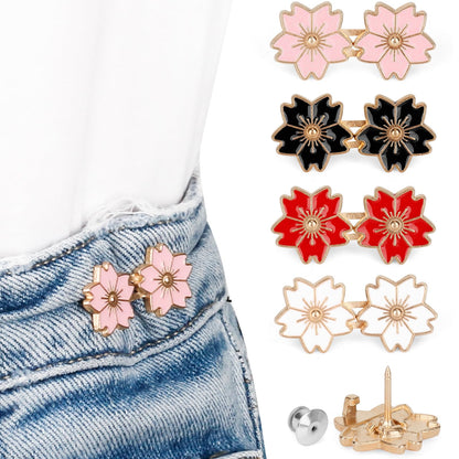 TOOVREN Pant Waist Tightener, Detachable Jean Buttons for Loose Jeans, No Sew and No Tools Button Pins for Jeans, Adjustable Jean Buttons Pins, Daisy Flower Instant Pants Button Tightener 4 Sets