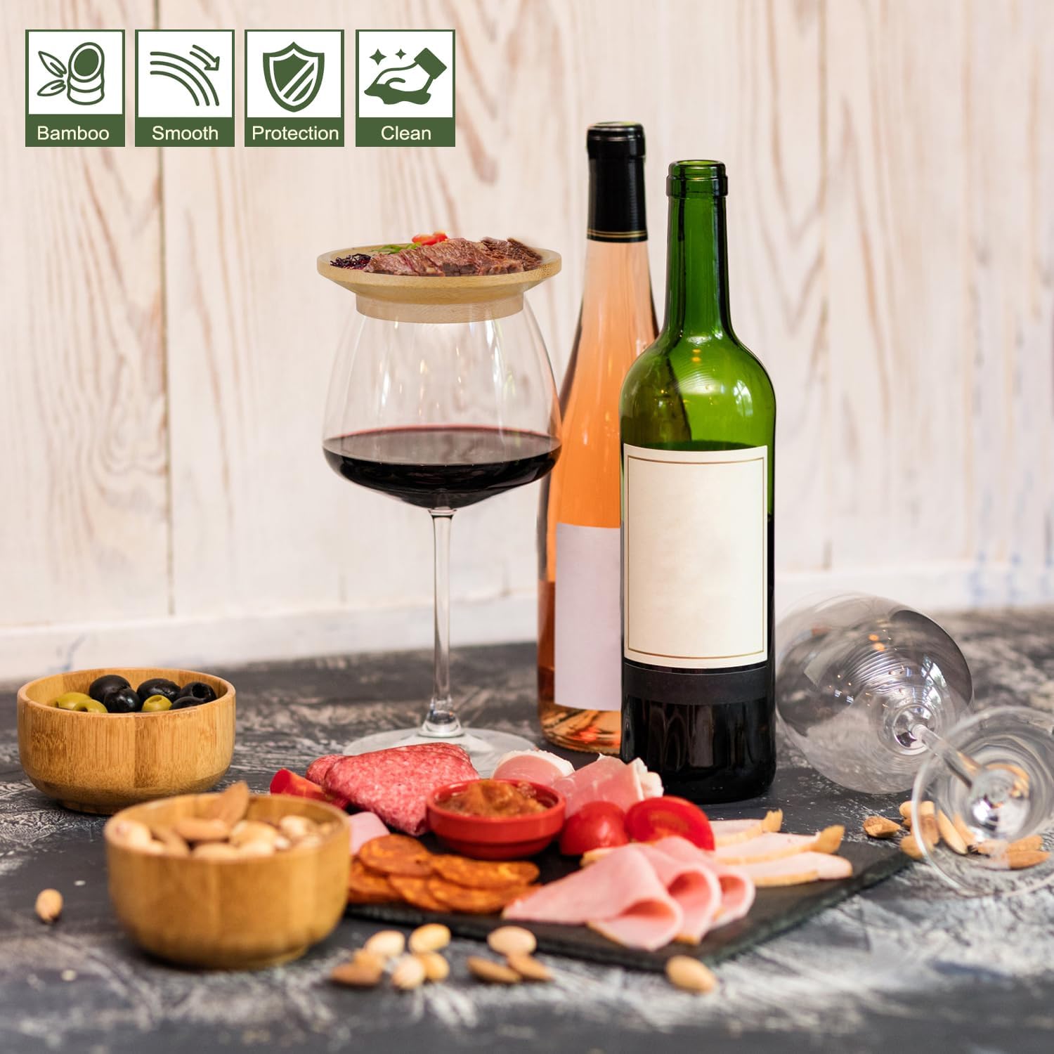 KUWUNG Wine Glass Charcuterie Topper, 6 Pièces Assiettes Dapéritif