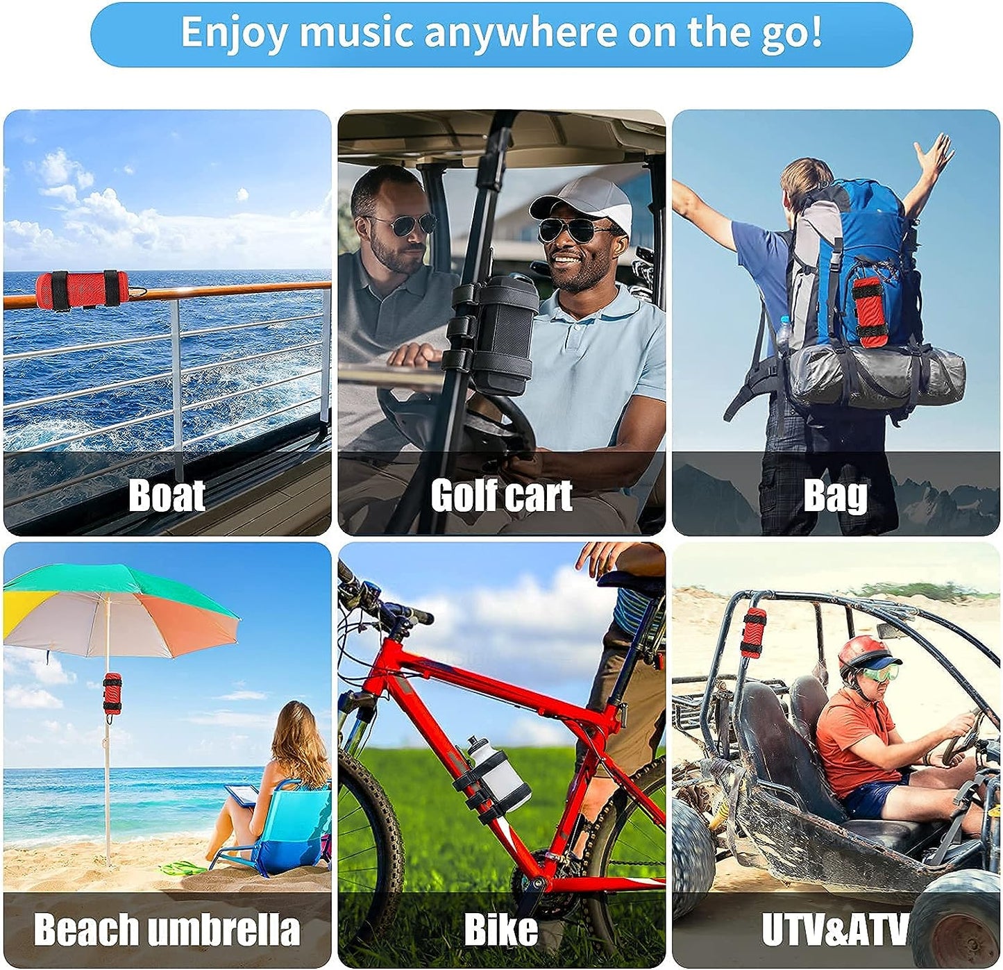TOOVREN Golf Cart Accessories, Speaker Mount for Golf Cart Bike, Universal Bike Accessories Water Bottle Holder for Bike, Speaker/Bottle Holder Strap Compatible with Golf Cart, Bike, Bicycle, Boat,UTV