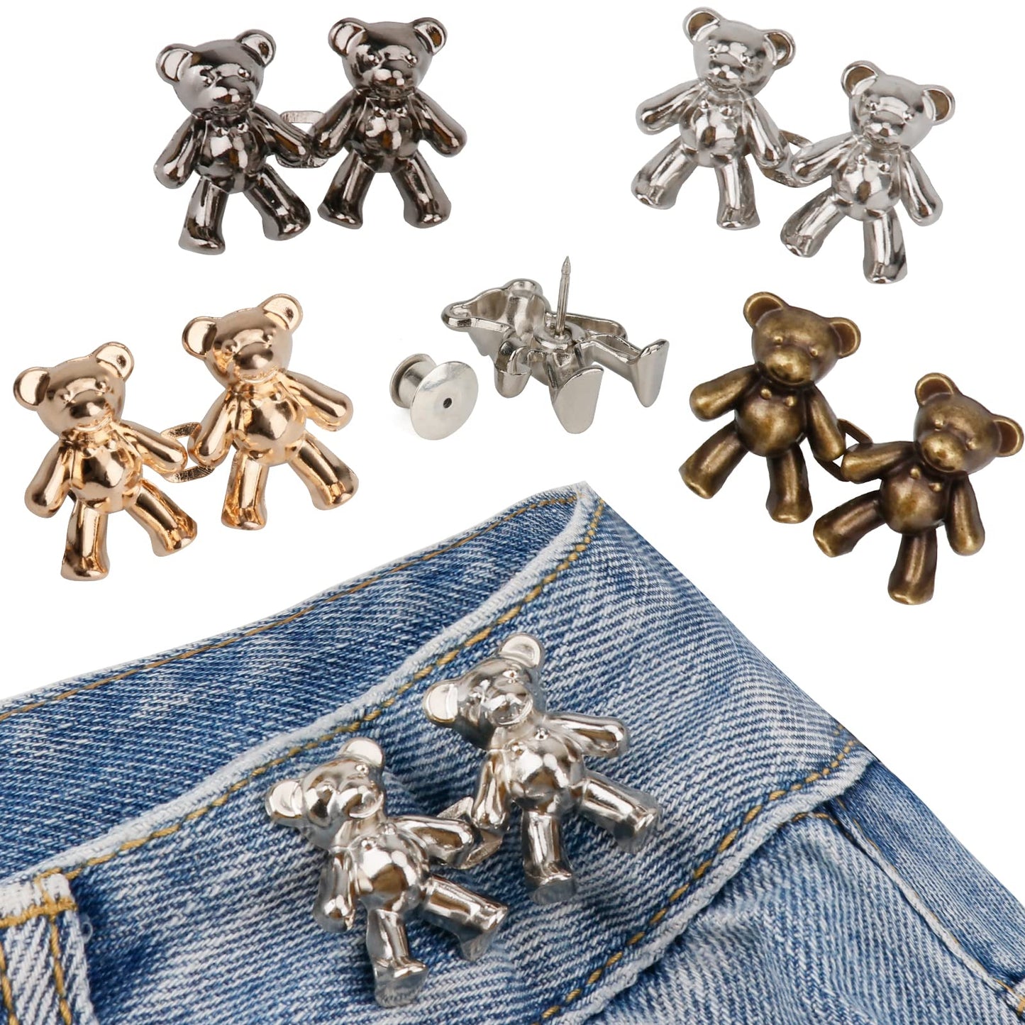 TOOVREN Pant Waist Tightener, Detachable Jean Buttons for Loose Jeans, No Sew and No Tools Button Pins for Jeans, Adjustable Jean Buttons Pins, Daisy Flower Instant Pants Button Tightener 4 Sets