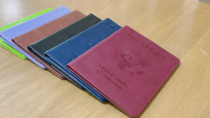 TOOVREN 2 Pack Passport and Vaccine Card Holder Combo Leather Passport Holder with Vaccine Card Slot Passport Cover, Slim Travel Accessories Passport Wallet Travel Wallet Passport Holder Women & Men